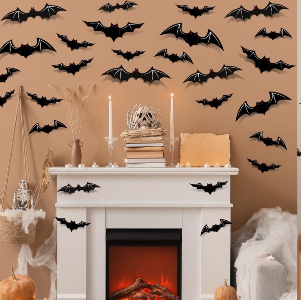 90 Pcs 3D Bats for Halloween Decor,